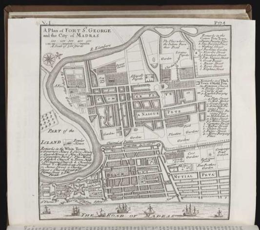 Map of Madras and the Fort of S. George, ca 1739, Beinecke Rare Book &amp; Manuscript Library