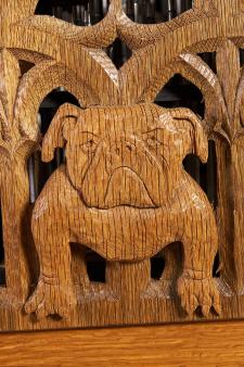 Carving detail from the Taylor &amp; Boody continuo organ in the ISM's collection