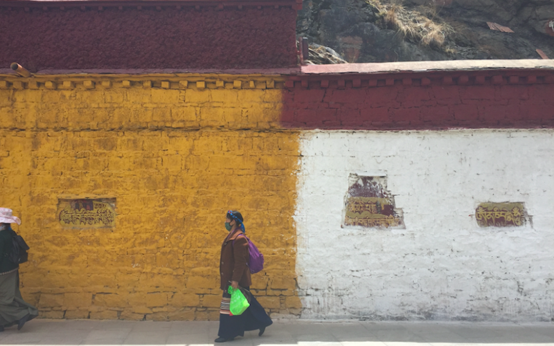 Detail of the foundation walls surrounding Potala Palace