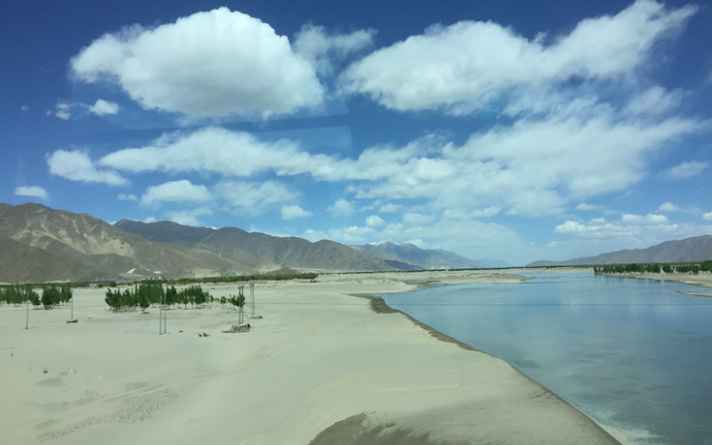 Lhasa River and surrounding landscape