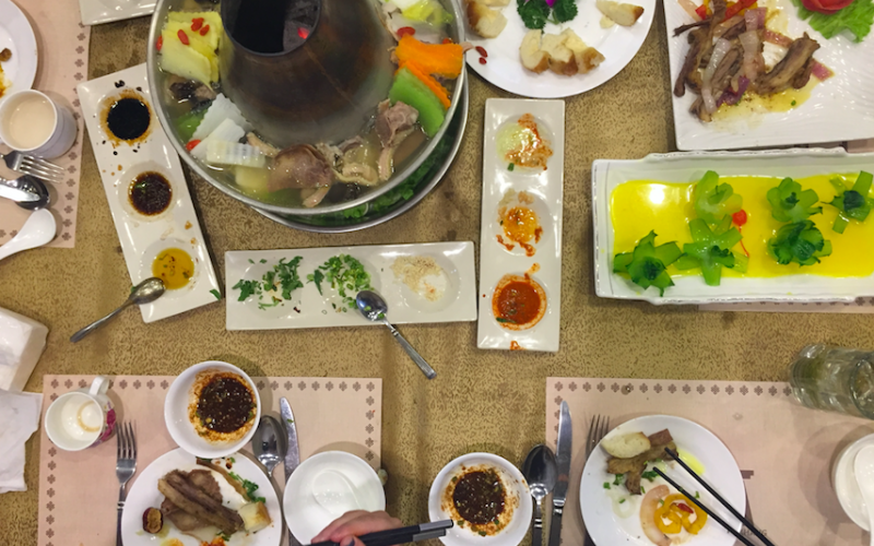 Traditional Tibetan hot pot meal