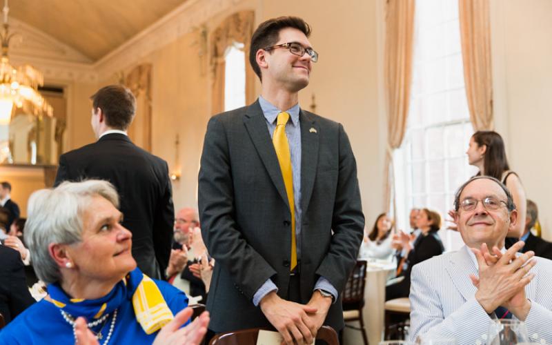 Student accepting an award