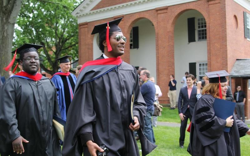 Graduates marching after receiving diplomas