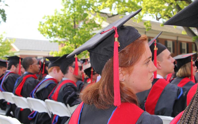 Graduates with caps on