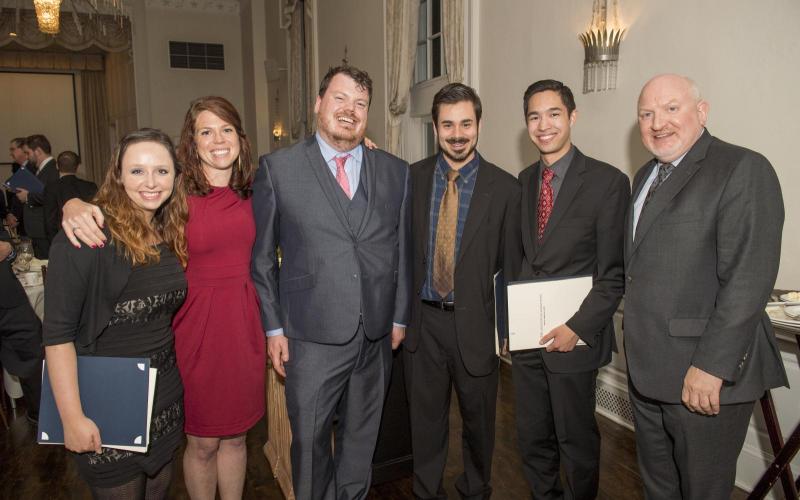 SM prizewinners Abbie Storch, Kathleen Kilcup, Simon Lee, David McNeil, and Josiah Hamill, with director Martin Jean