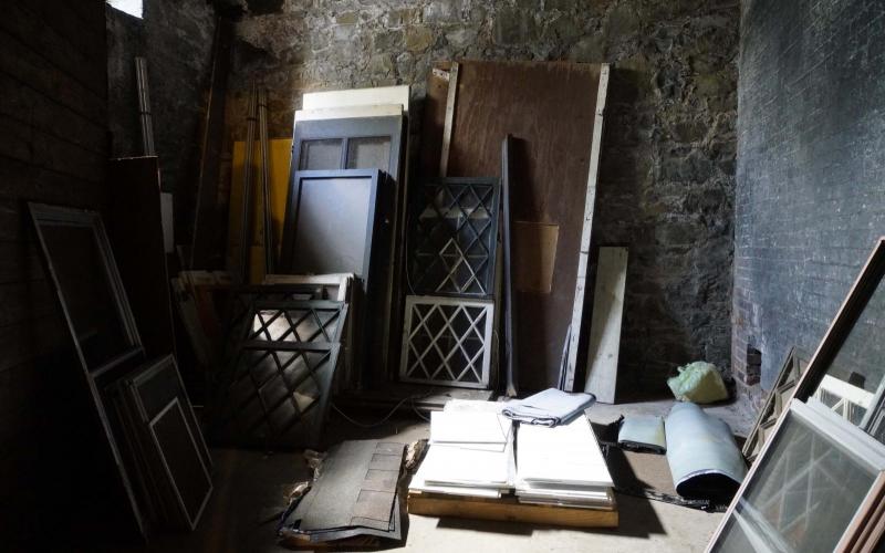 Basement with old building materials