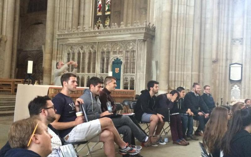 Shola members learn about the historic Winchester Bible