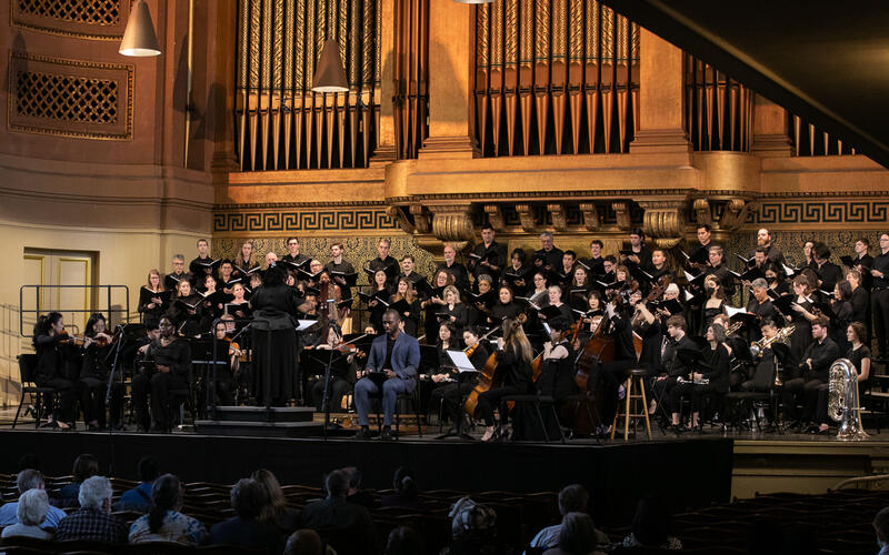 Full Camerata Choir performing