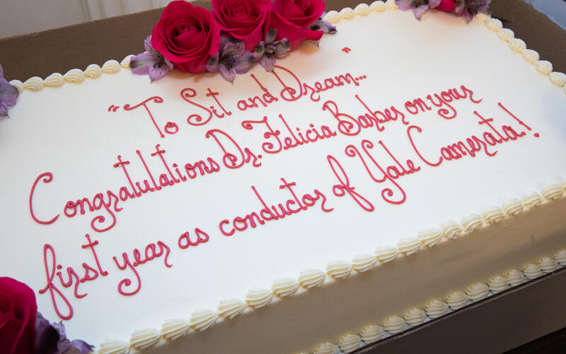 Cake to honor Dr. Dr. Felicia Barber one year anniversary