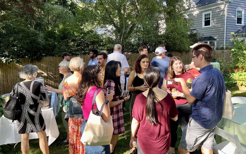 Students outside in a group