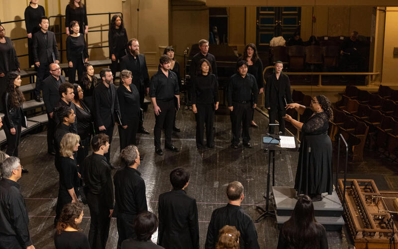 Felicia Barber and Camerata in semicircle