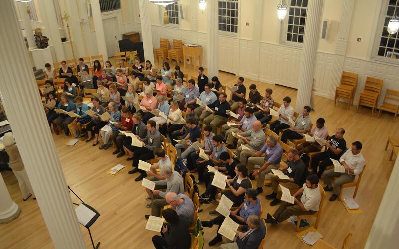 First Camerata rehearsal of the season, in Marquand Chapel