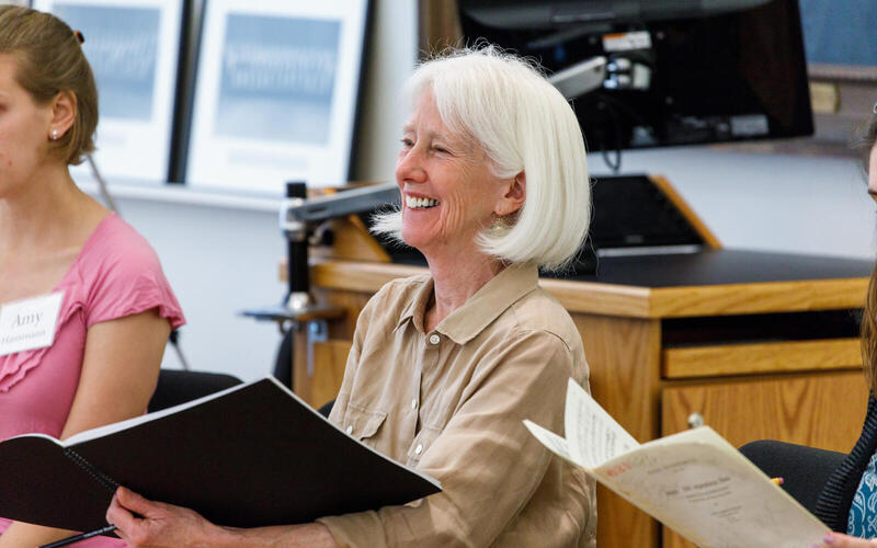 Marguerite L. Brooks smiles from the alto section