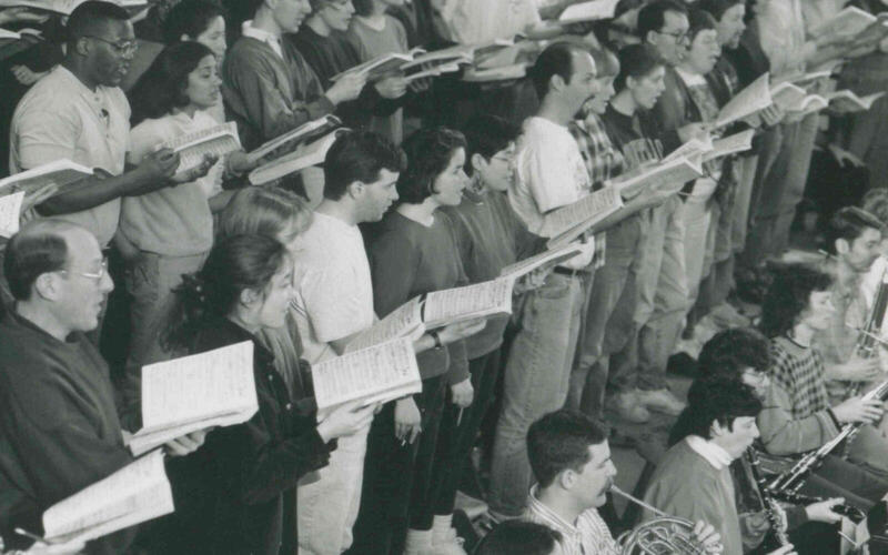 Yale Camerata rehearses Haydn’s Creation in Woolsey Hall, circa 1990