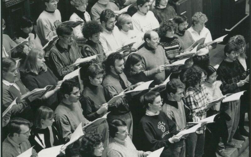 Yale Camerata rehearses in Battell Chapel, circa 1990