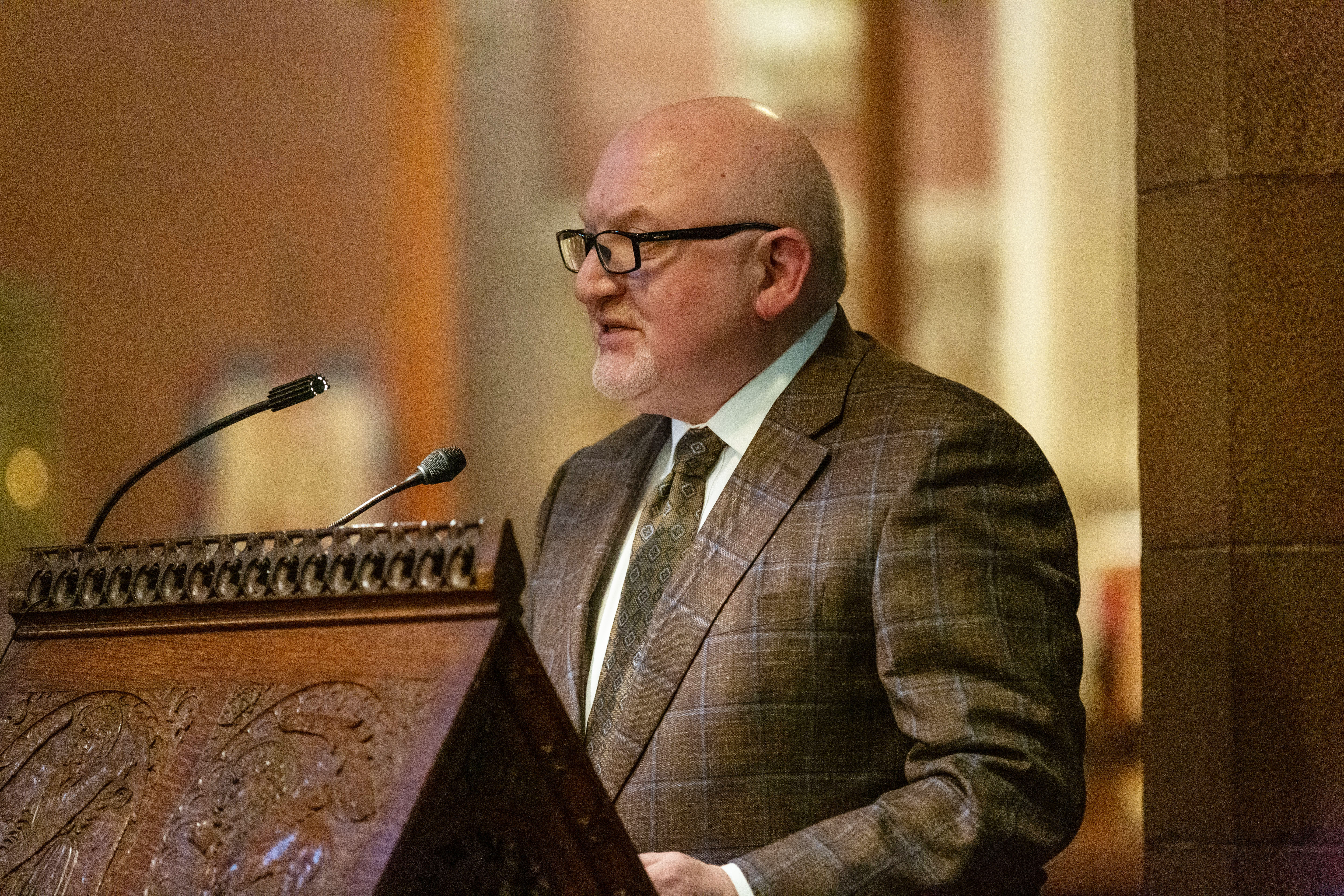 Professor Martin Jean, director of the ISM, speaking at the anniversary festal evensong service