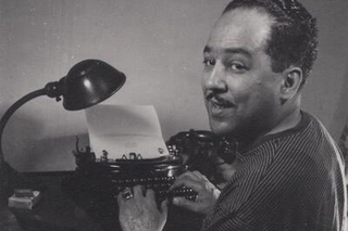 Langston Hughes at his typewriter