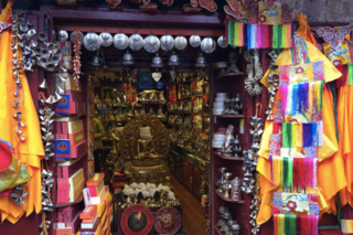 A shop in Lhasa selling personal butter lamps and other religious items