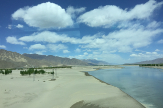 Lhasa River and surrounding landscape