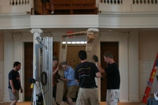 Marquand T&B Organ Installation workers inside