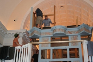 Marquand T&B Organ Installation workers inside