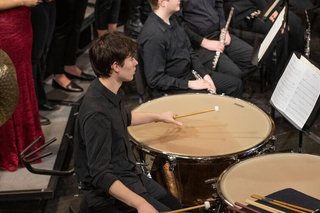 Musical accompanists at the Yale Camerata Advent Concert precussion