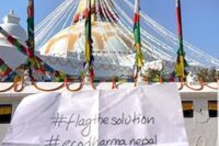 Prayer flags in the Himalayan mountains