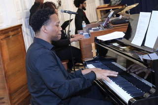 Student playing the piano