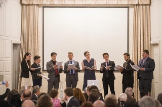 Octavia McAloon, Margaret Burk, Joseph Kemper (4th from left), Hannah Goodwillie, Andrew Hon, David McNeil, Simon Lee