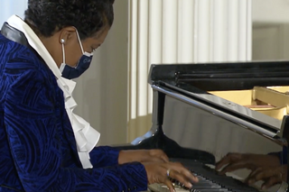 Pamela Jean Davis at the piano