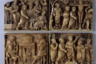 Panel from an ivory casket: The Crucifixion of Christ, Late Roman, AD 420-30 © Trustees of the British Museum