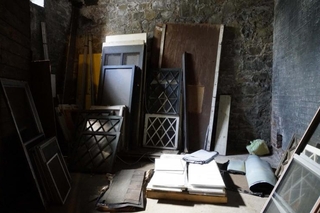 Basement with old building materials