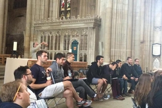 Shola members learn about the historic Winchester Bible