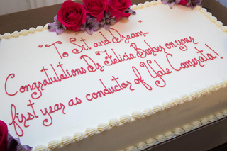 Cake to honor Dr. Dr. Felicia Barber one year anniversary