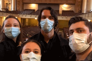 Student selfie with masks