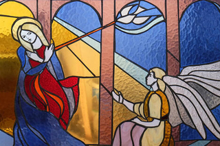 Stained glass of the virgin Mary