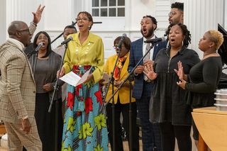 Singers singing Black gospel music