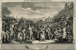 William Hogarth, "The Idle 'Prentice Executed at Tyburn," Plate 11 from "Industry and Idleness," 1747, Etching and Engraving (British Museum)