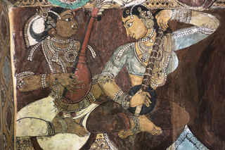 South Indian painting of two female musicians