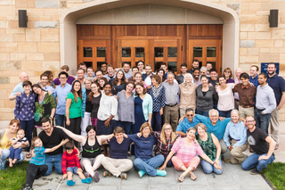 Camerata members pose outside the renovated Hendrie Hall