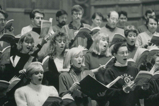 Camerata rehearses Handel’s Dixit Dominus in Battell Chapel with David Willcocks