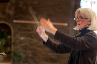 Marguerite Brooks at chamber chorus warmup