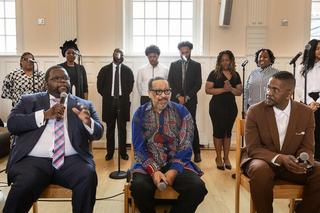 Professor Braxton Shelley (left), Richard Smallwood (center) and Donald Lawrence in conversation