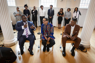 Professor Braxton Shelley (left), Richard Smallwood (center) and Donald Lawrence