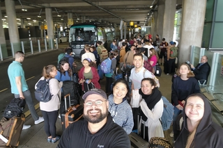 Choir members on their travels