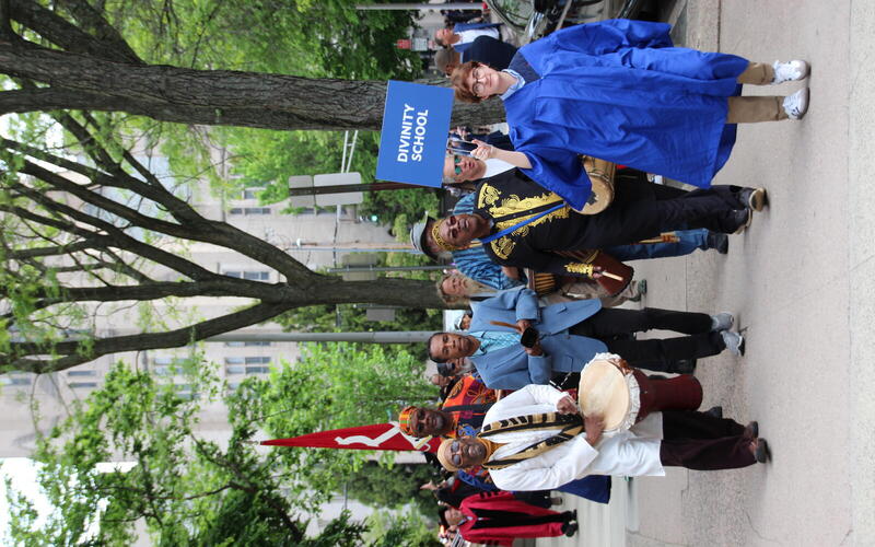 Drummers lead processional toward Commencement ceremony
