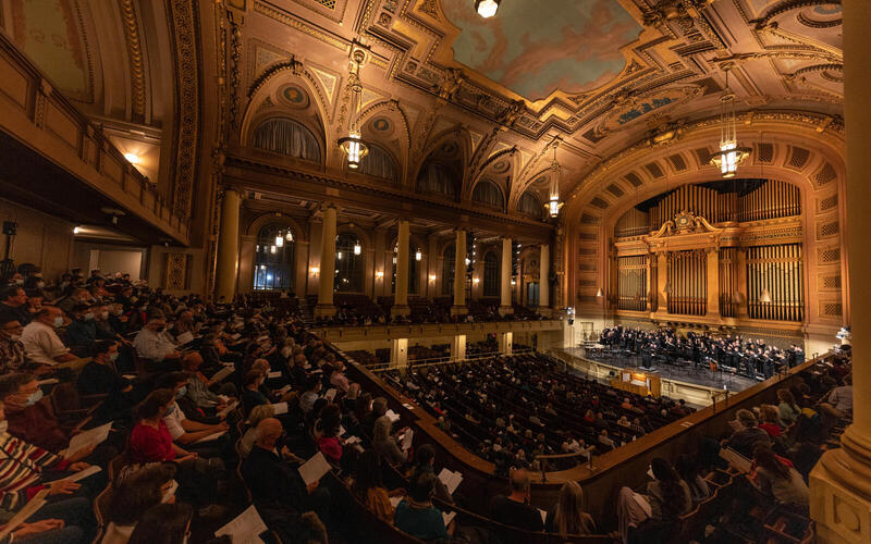 choir and audience in concert hall