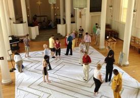 walking the labyrinth in Marquand Chapel
