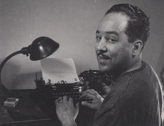 Langston Hughes at his typewriter