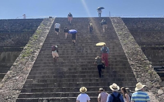 Climbing the steps of Monte Albán